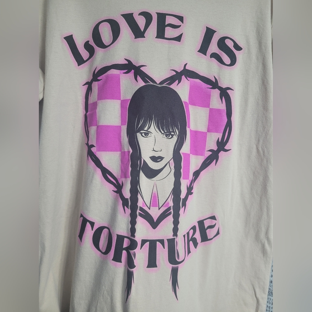 Wednesday Addams Love Is Torture Short Sleeve T-shirt Size Large - Picture 2 of 4